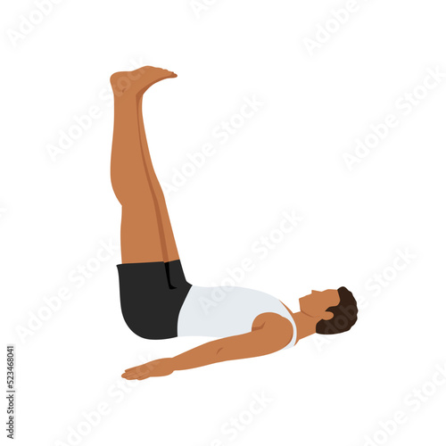 Man doing Legs up the Wall pose Viparita karani stretch exercise. Flat vector illustration isolated on white background photo