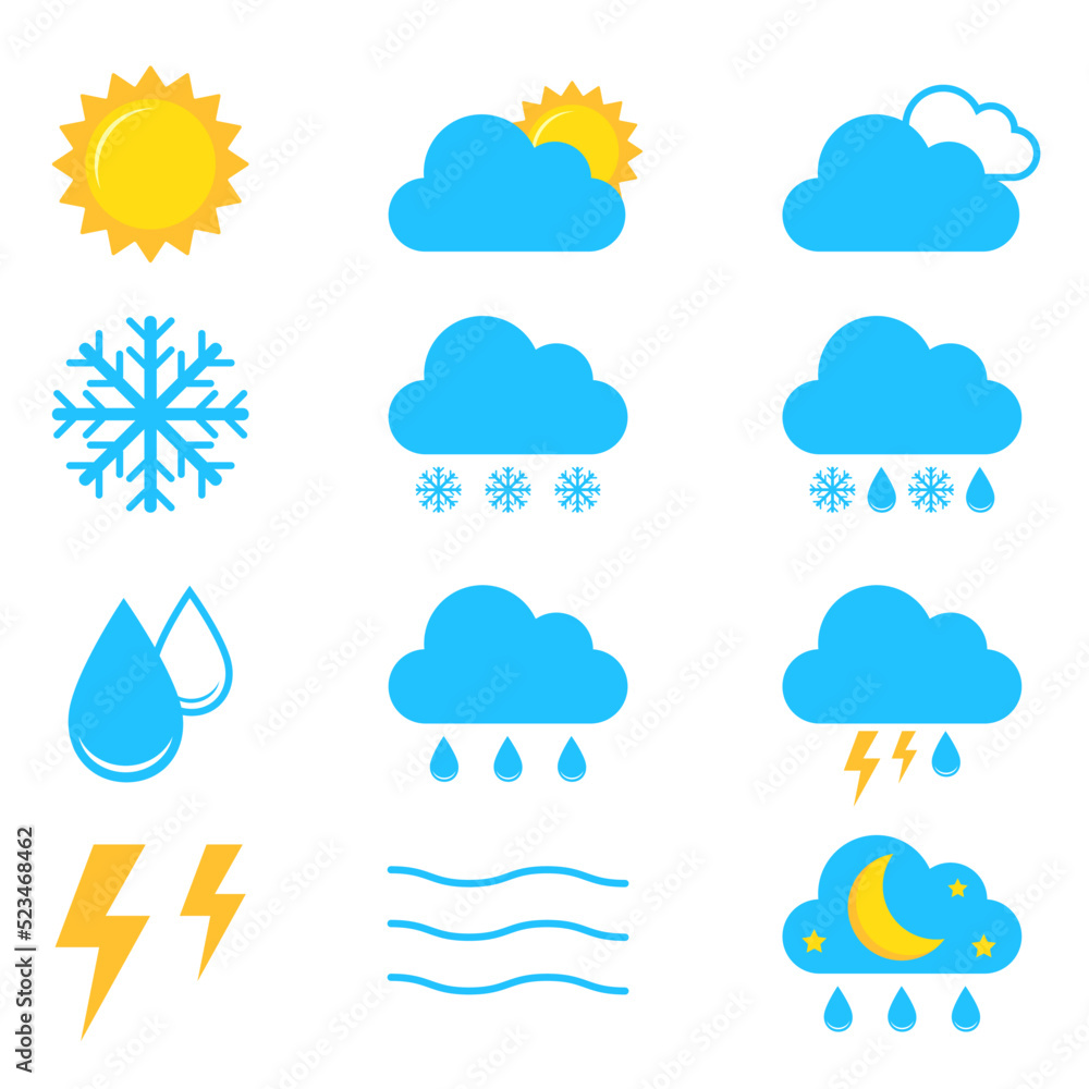 Forecast. Weather icons set on white background Forecast. Weather icons set on white background