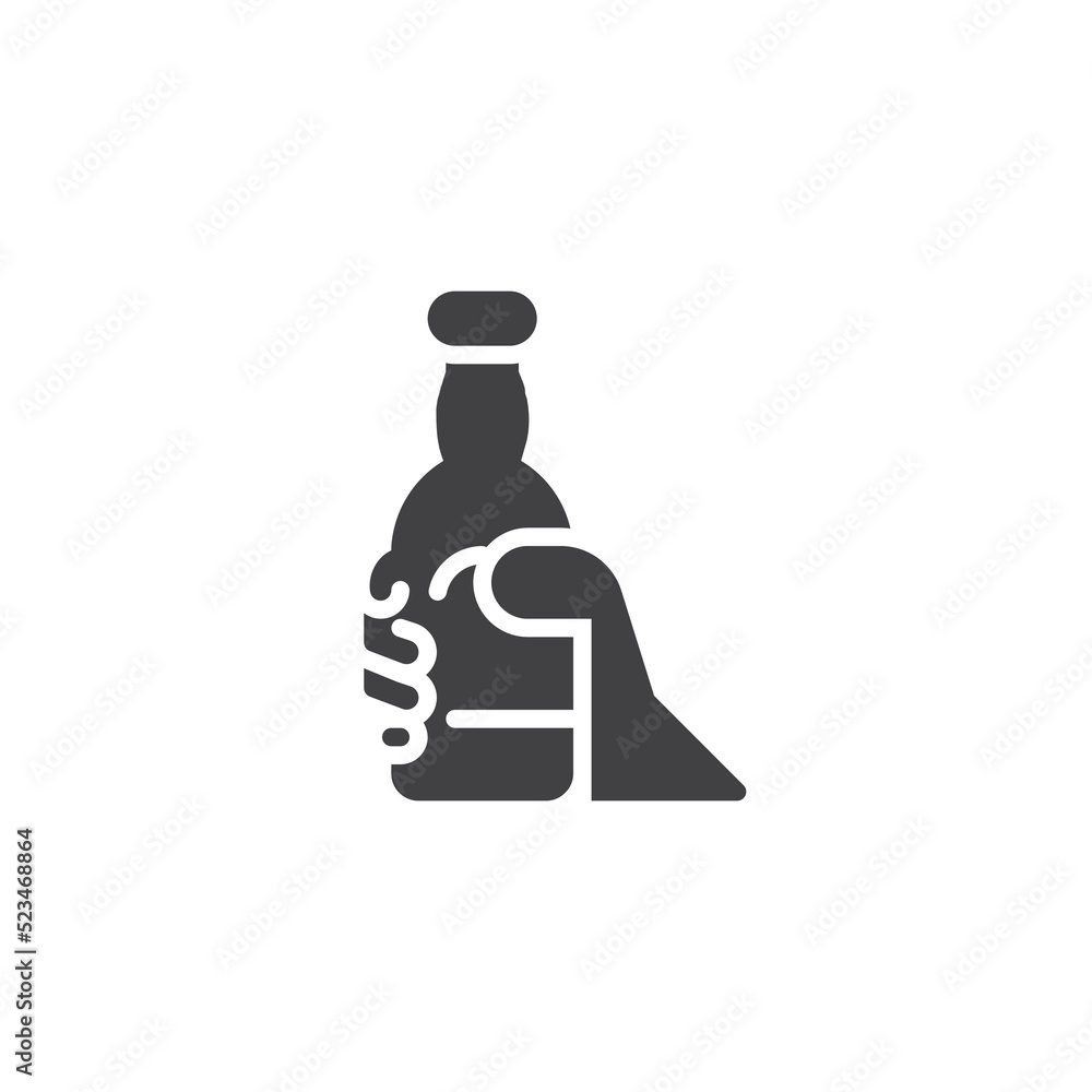 Hand with beer bottle vector icon
