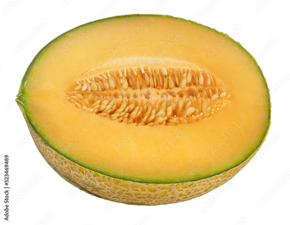 Yellow melon or cantaloupe melon with seeds isolated on white background, US Muskmelon on white background With png file. Yellow melon or cantaloupe melon with seeds isolated on white background, US Muskmelon on white background With png file.