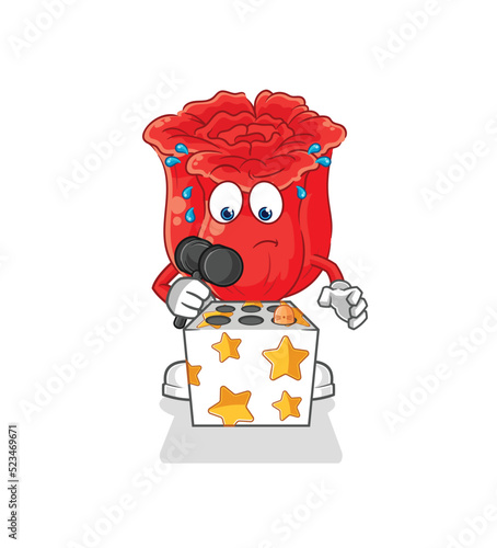 rose play whack a mole mascot. cartoon vector