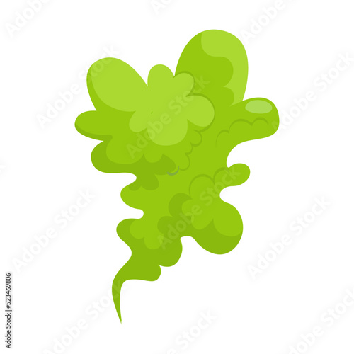 Bad smell clouds flat icon. Cartoon green toxic steam, stinky dirt breath, odor smoke isolated vector illustration. Fart and stink