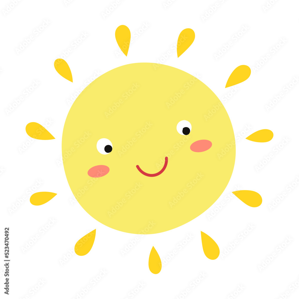 Weather emoticon flat icon. Cartoon sun, moon, star, lightening, wind isolated vector illustration. Meteorology and sky Weather emoticon flat icon. Cartoon sun, moon, star, lightening, wind isolated vector illustration. Meteorology and sky