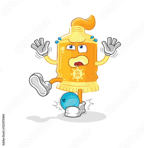 sunscreen hiten by bowling cartoon. cartoon mascot vector