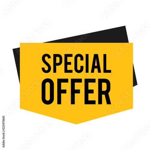 Special offer promotion tag. Special offer and best price yellow ribbon and sign. Vector illustration for retail, commerce, marketing, advertising