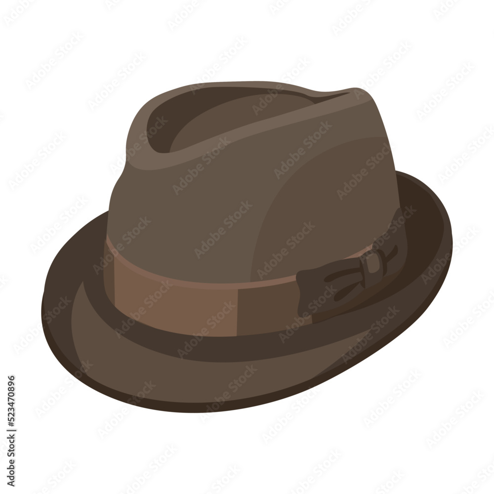 Vintage classic hat. Male caps, fedora and summer straw hats for men and women, blue panama and red beret. Vector illustration - obrazy, fototapety, plakaty 