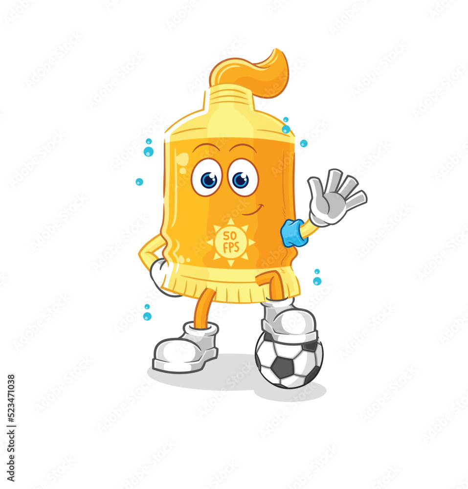 Fototapeta premium sunscreen playing soccer illustration. character vector