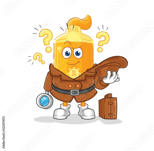 sunscreen detective vector. cartoon character