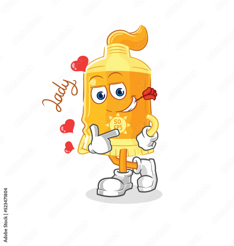 sunscreen flirting illustration. character vector