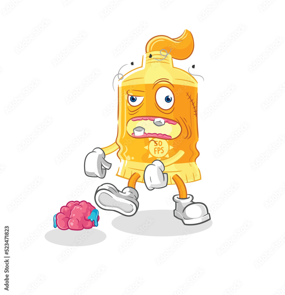 sunscreen zombie character.mascot vector
