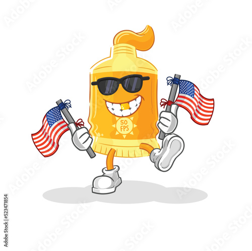 sunscreen american youth cartoon mascot vector