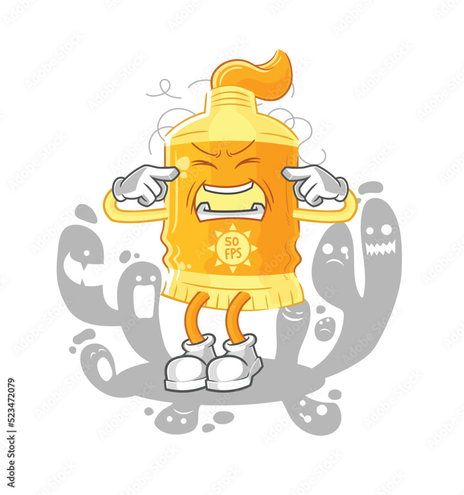 depressed sunscreen character. cartoon vector depressed sunscreen character. cartoon vector