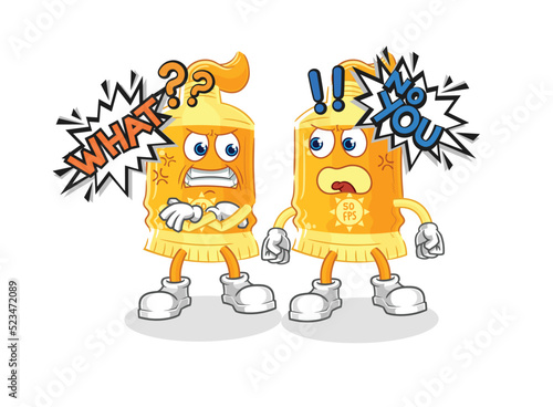 sunscreen arguing each other cartoon vector