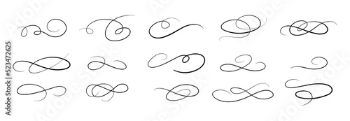 Underline swishes tail collection. Swoosh element for sport, logo design. Vector hand drawn illustration
