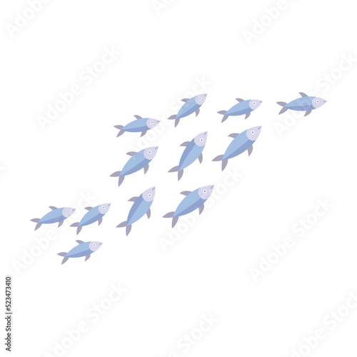 Various marine animals flat icon. Cartoon cute school of fish isolated vector illustration. Sea or ocean underwater life