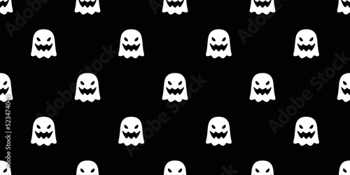 Ghost seamless pattern spooky Halloween vector cartoon scarf isolated tile background repeat wallpaper devil evil gift wrapping paper illustration doodle design