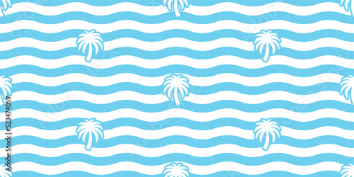 palm tree seamless pattern coconut tree wave vector island tropical gift wrapping paper beach sea summer scarf isolated tile background repeat wallpaper cartoon doodle illustration design