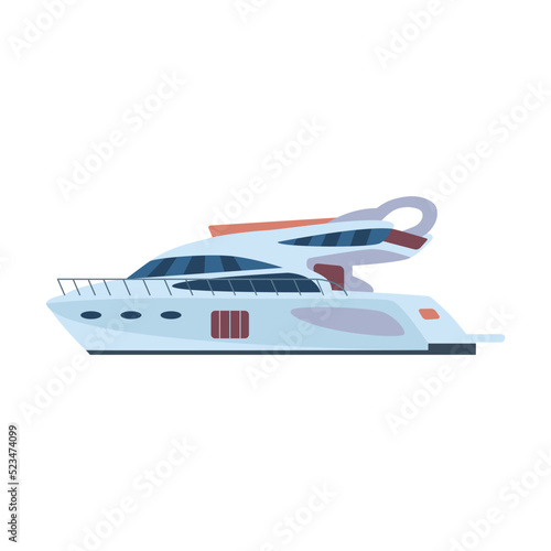 Ships, speed boats, yacht, sailboats, motorboat, cruise liners. Flat vector illustrations for nautical navigation. Sea and ocean transport © Bro Vector