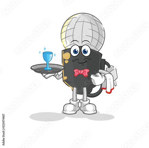 Foto mic waiter cartoon. cartoon mascot vector