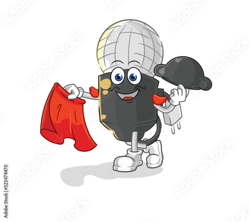 mic matador with red cloth illustration. character vector