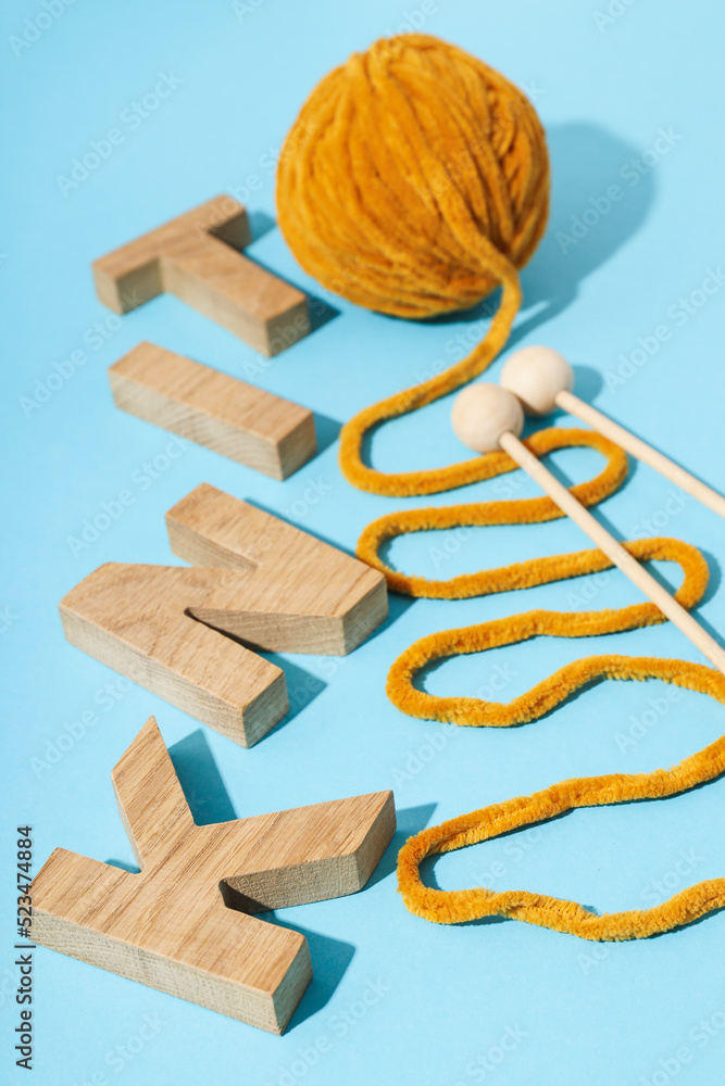 Fototapeta premium Concept of cozy and relax hobby, knitting