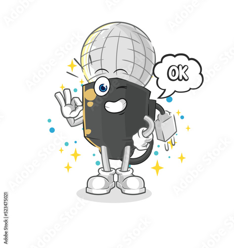 mic agree mascot. cartoon vector