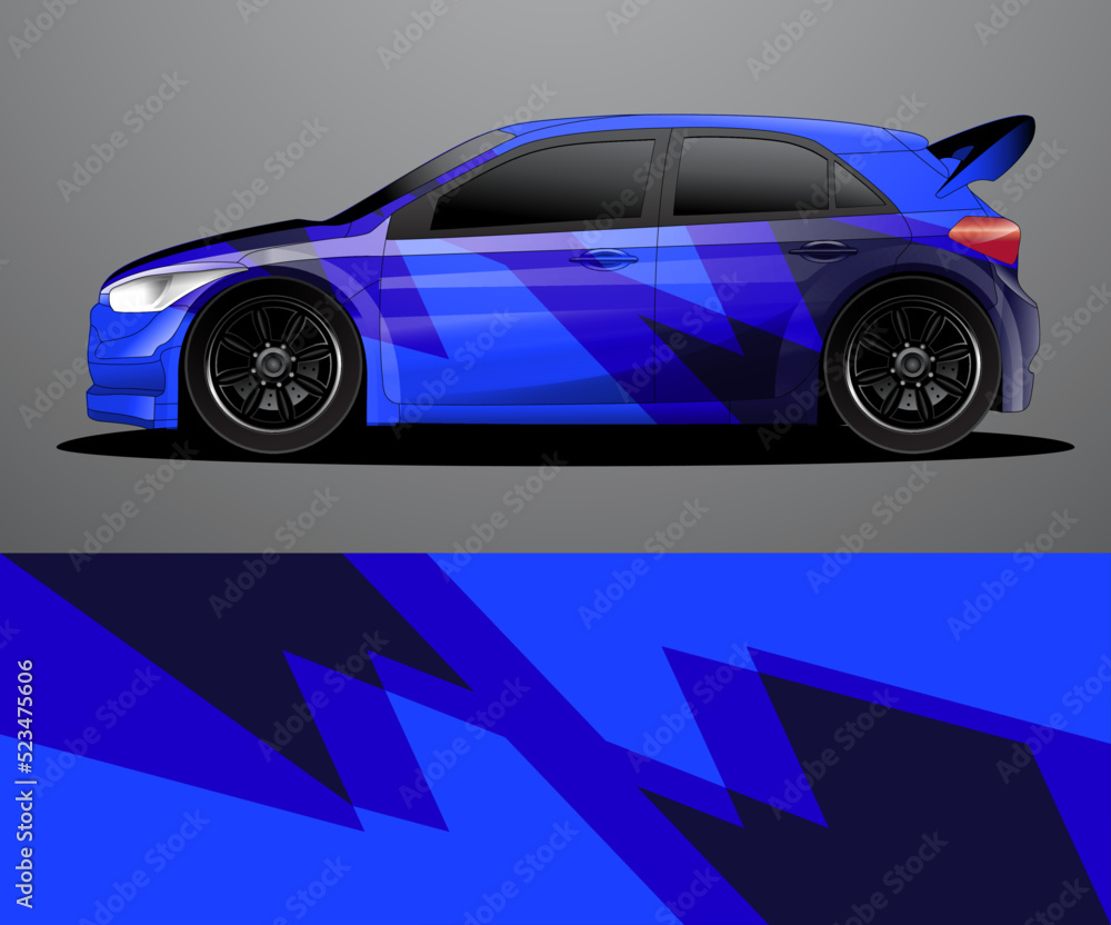 Rally car decal graphic wrap vector, abstract background