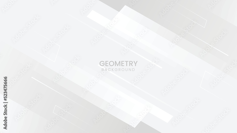 Abstract white and gray geometric background with light effect. Technology design with high speed movement design. Vector illustration