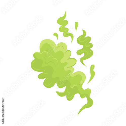 Bad smell odor clouds flat icon. Cartoon green toxic steam, odor smoke isolated vector illustration. Fart and stink
