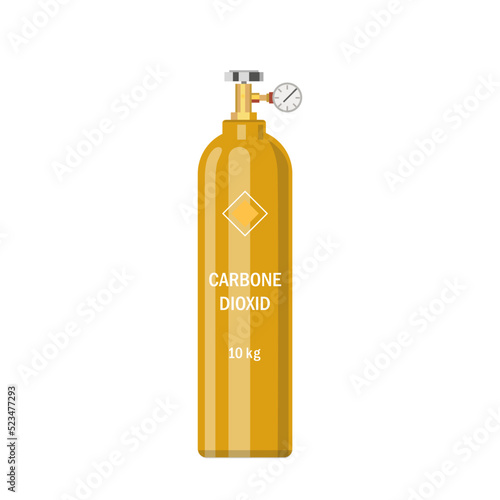 Gas storage cylinders flat icon. Carbon dioxide, helium tanks and containers isolated vector illustration