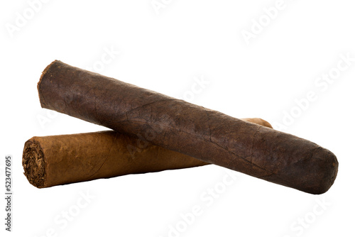 Handmade cigars isolated on transparent background photo