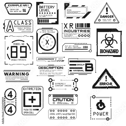 Scifi Hud elements. Futuristic text box, border, frame. Sci-fi digital screen, hologram panel. High tech 
 UI interface vector set, digital circle, graphic box, game                  