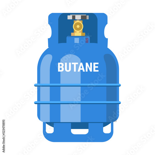 Butane gas storage cylinders flat icon. Oxygen, nitrogen, carbon dioxide, helium tanks and containers isolated vector illustration