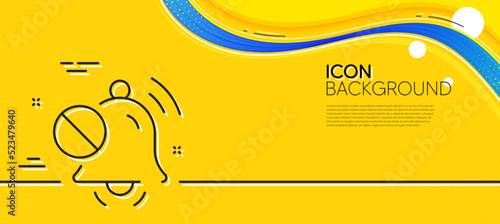 Mute sound line icon. Abstract yellow background. Silence bell sign. Turn off music symbol. Minimal mute sound line icon. Wave banner concept. Vector