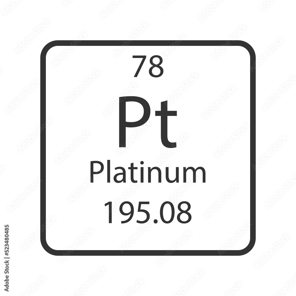 Platinum symbol. Chemical element of the periodic table. Vector illustration. Platinum symbol. Chemical element of the periodic table. Vector illustration.
