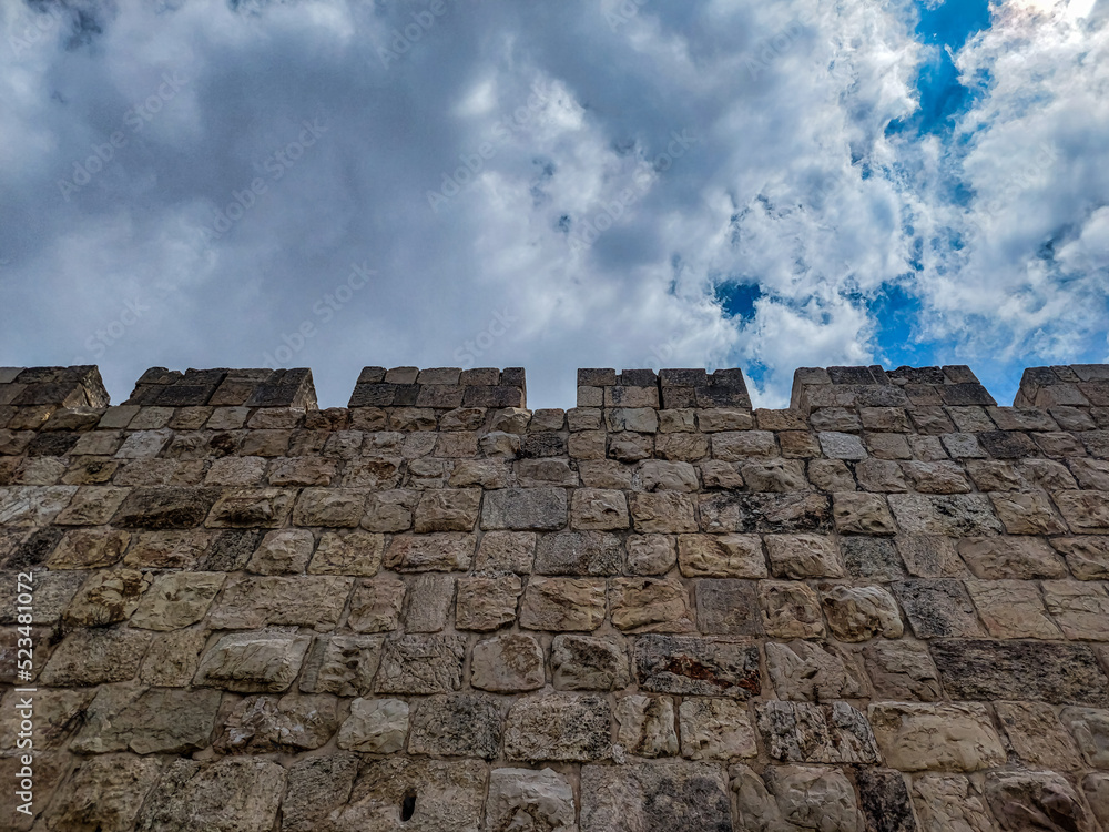 the wall of the fortress against the sky