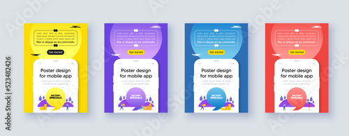Poster frame with phone interface. Factory specials tag. Sale offer price sign. Advertising discounts symbol. Cellphone offer with quote bubble. Factory specials message. Vector