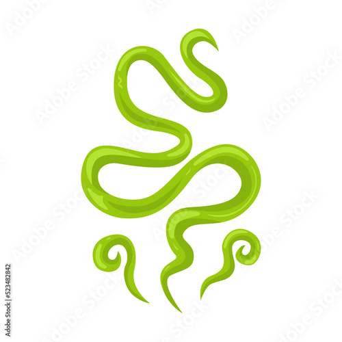 Bad smell odor clouds flat icon. Cartoon green toxic steam, stinky dirt breath, odor smoke isolated vector illustration. Fart and stink