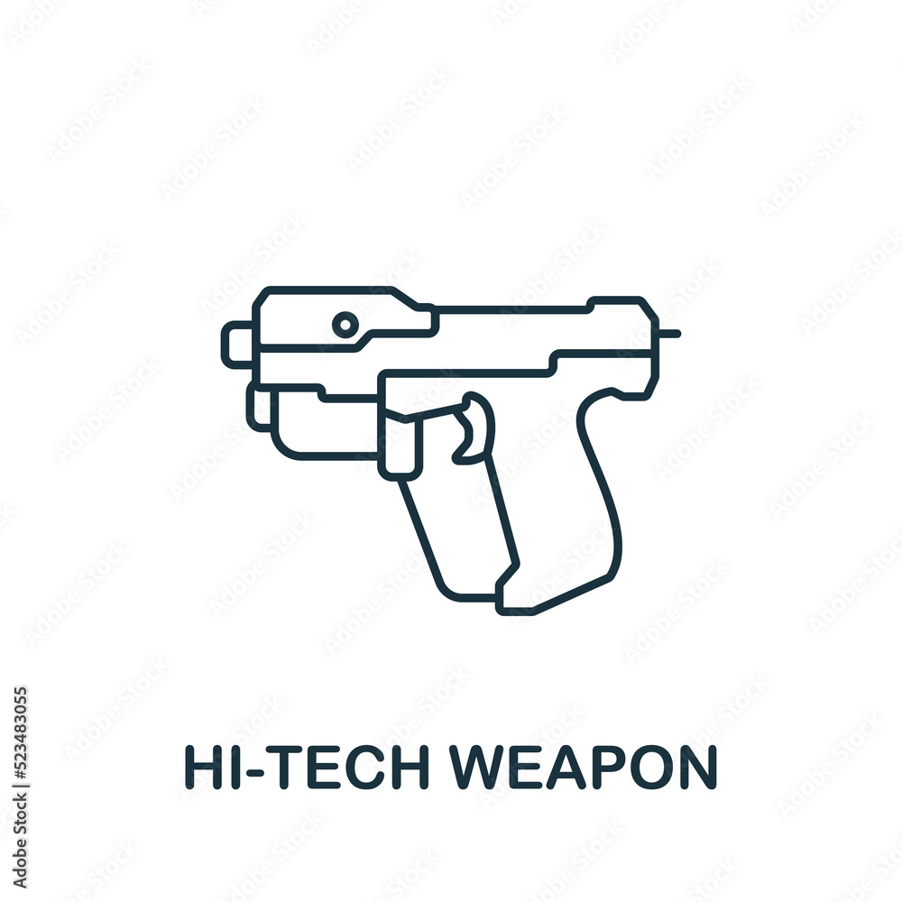 Hi-Tech Weapon icon. Monochrome simple line Future Technology icon for templates, web design and infographics