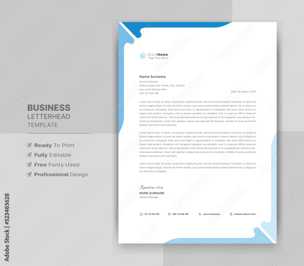 Creative letterhead format template, business style letterhead design template. Company letterhead template designs. Letterhead, flyer template. Creative letterhead format template, business style letterhead design template. Company letterhead template designs. Letterhead, flyer template.