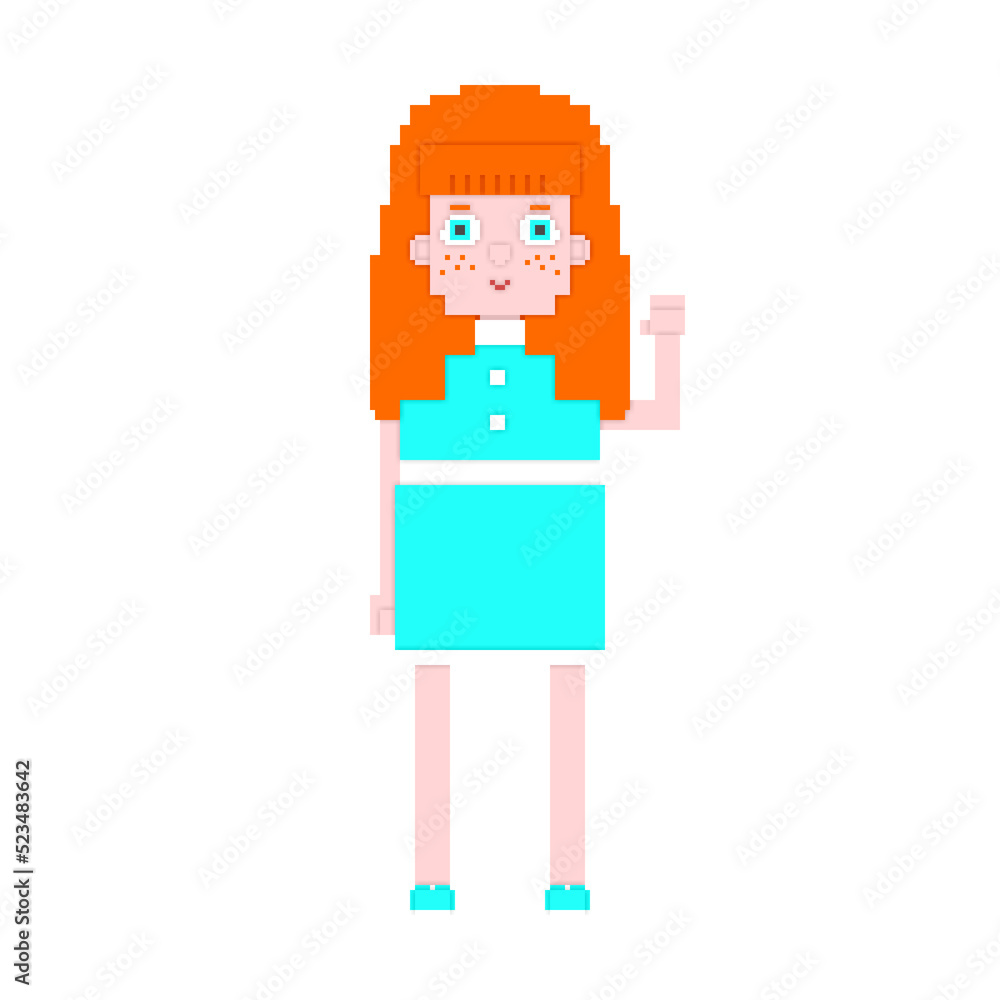 Cartoon ginger girl. Pixel art Cartoon ginger girl. Pixel art