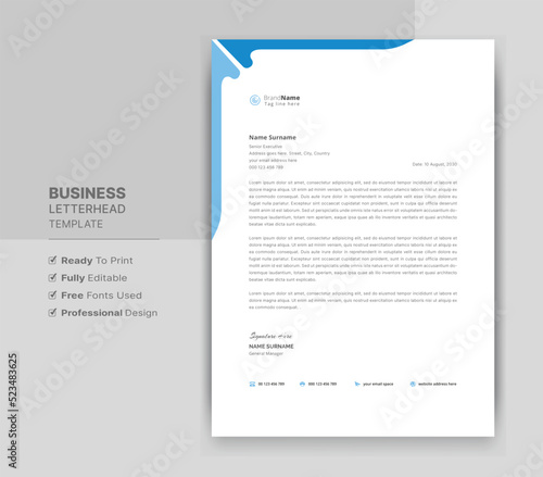 Creative letterhead format template, business style letterhead design template. Company letterhead template designs. Letterhead, flyer template.	