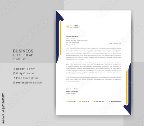 Creative letterhead format template, business style letterhead design template. Company letterhead template designs. Letterhead, flyer template.	