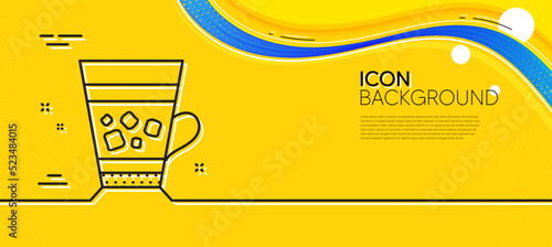 Frappe coffee icon. Abstract yellow background. Cold drink sign. Beverage symbol. Minimal frappe line icon. Wave banner concept. Vector