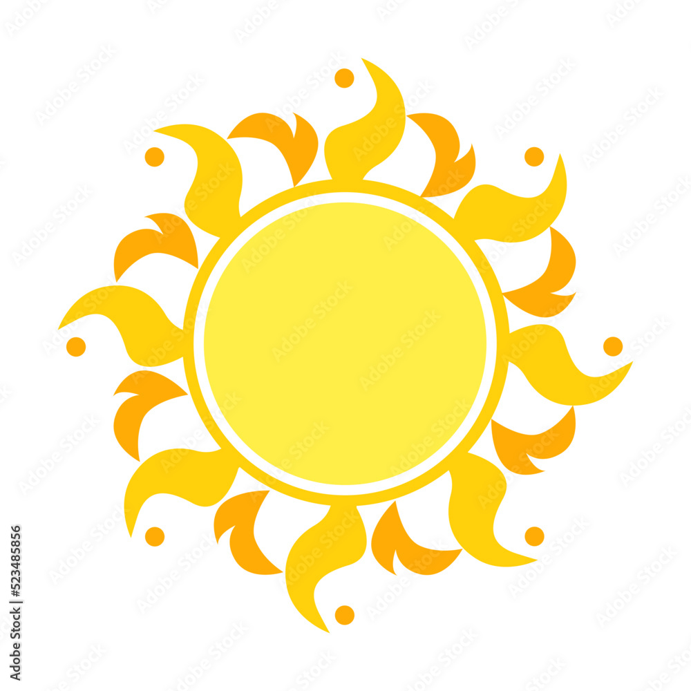 Sun yellow round form. Sun vector illustration set. Summer, weather and warm day Sun yellow round form. Sun vector illustration set. Summer, weather and warm day