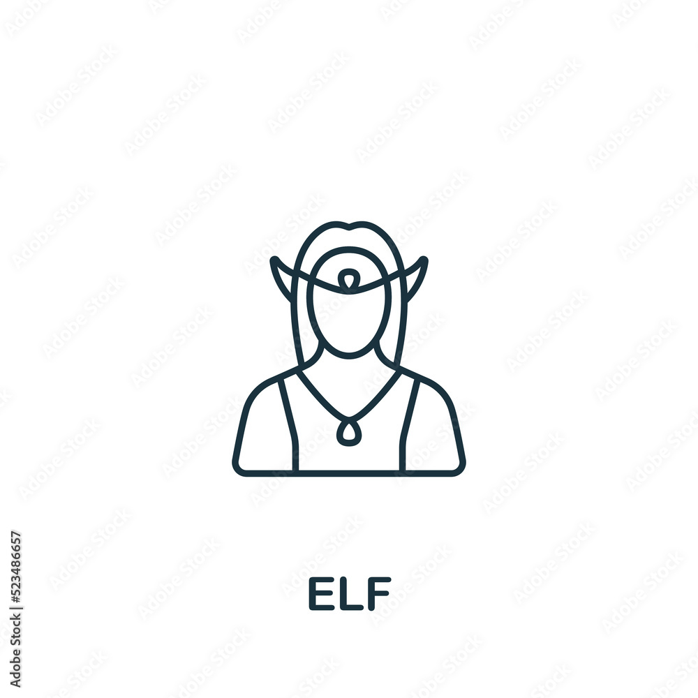 Elf icon. Monochrome simple line Game Element icon for templates, web design and infographics