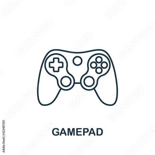 Gamepad icon. Monochrome simple line Game Element icon for templates, web design and infographics