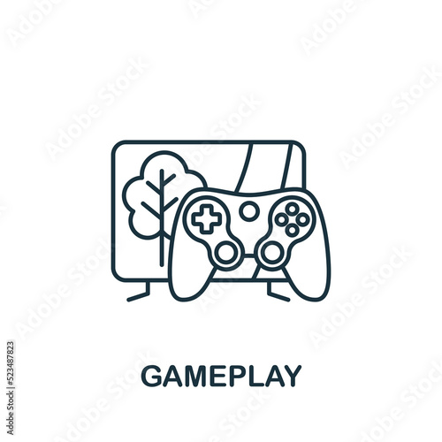 Gameplay icon. Monochrome simple line Game Element icon for templates, web design and infographics