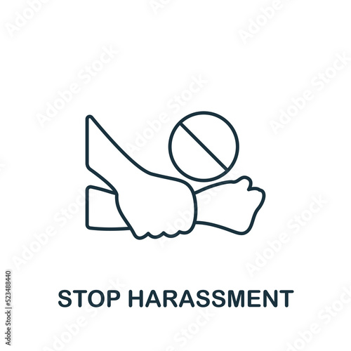 Stop Harassment icon. Monochrome simple line Harassment icon for templates, web design and infographics