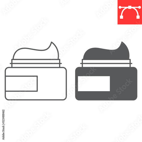 Cream jar line and glyph icon, cosmetic and mask, face cream jar vector icon, vector graphics, editable stroke outline sign, eps 10.